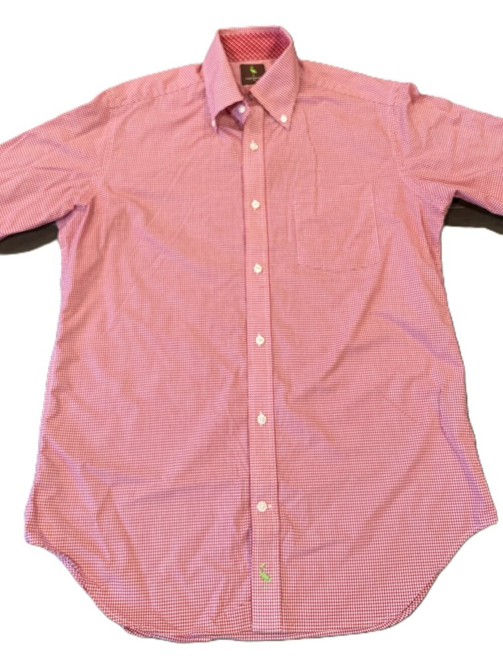 Tailorbyrd Men's Red White Check Short Sleeve Button Up Shirt Size Medium